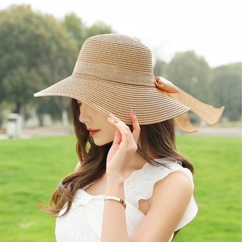 Women's Vintage Style Sweet Solid Color Flat Eaves Sun Hat4