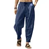 Pantaloni casual larghi da uomo in cotone e lino