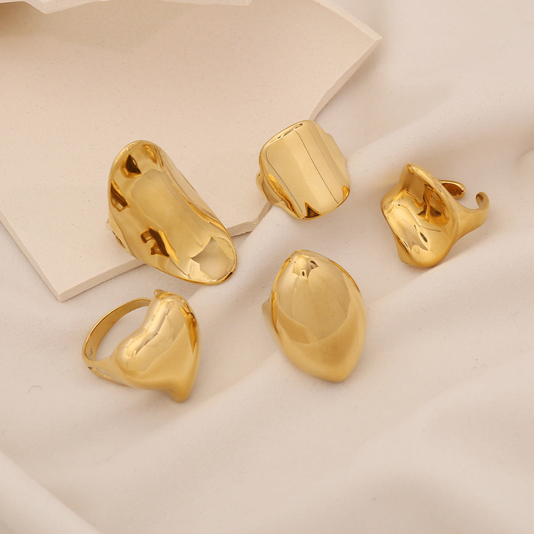 Geometric Stainless Steel Female Ring Ins Open Line Design Style Titanium Steel Ring R115