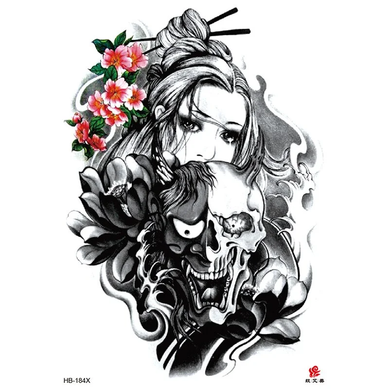 Sdrawing Forest Tattoo Sticker for Men Tiger Wolf Tattoo Death Skull Temporari Tattoo Skeleton Naked Girls Fake Tatoo for Women