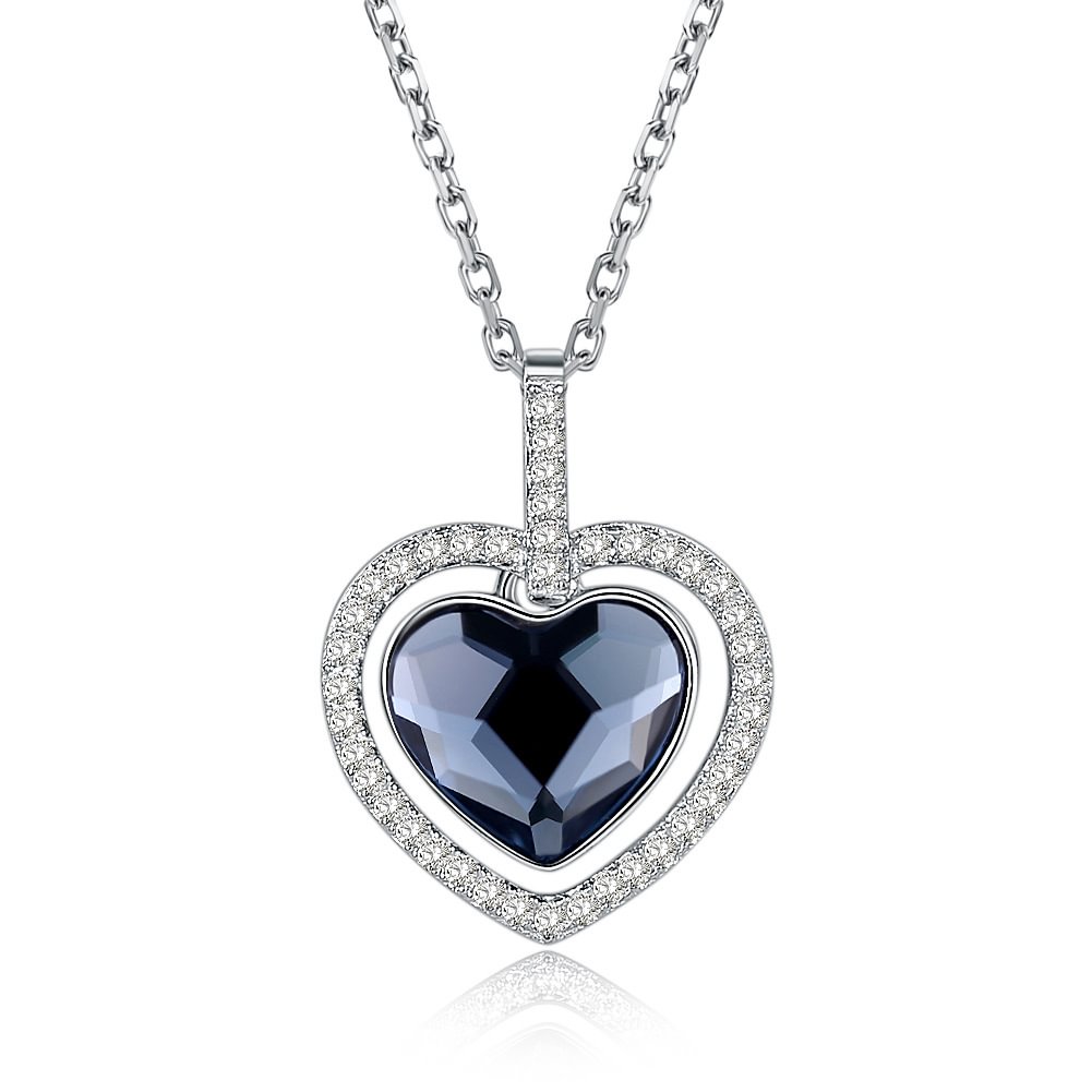 Austrian Crystal Necklace Women's  Diamond Heart Necklace Pendant