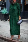 Women's Glittery Sequin Long Sleeve Maxi Dress