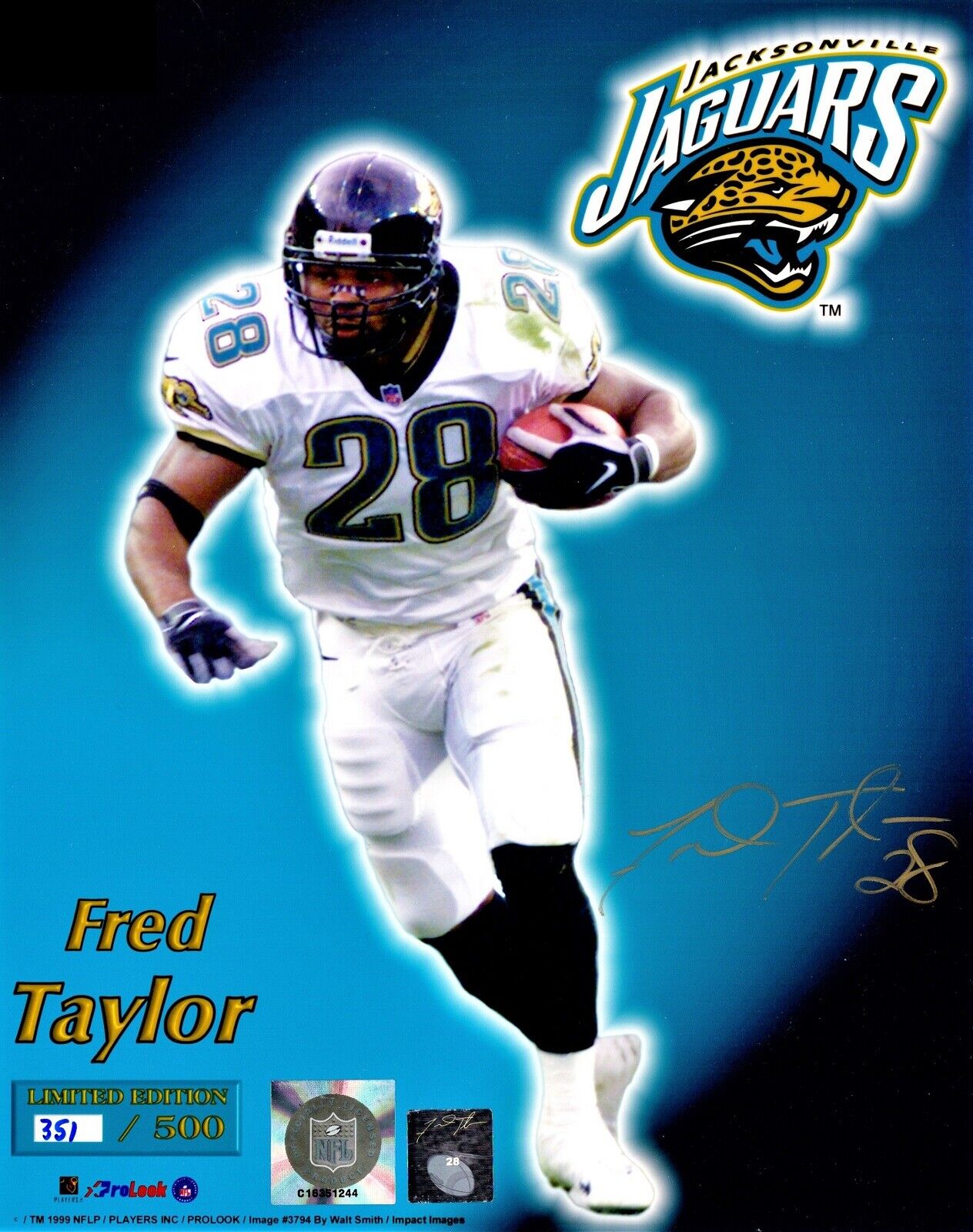 Fred Taylor Signed Autographed Jaguars Limited JAGS 8x10 inch Photo Poster painting + Proof Pic
