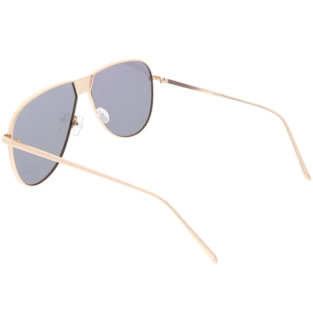 Oversize Metal Aviator glasses With Color Mirror Flat Lens 61mm