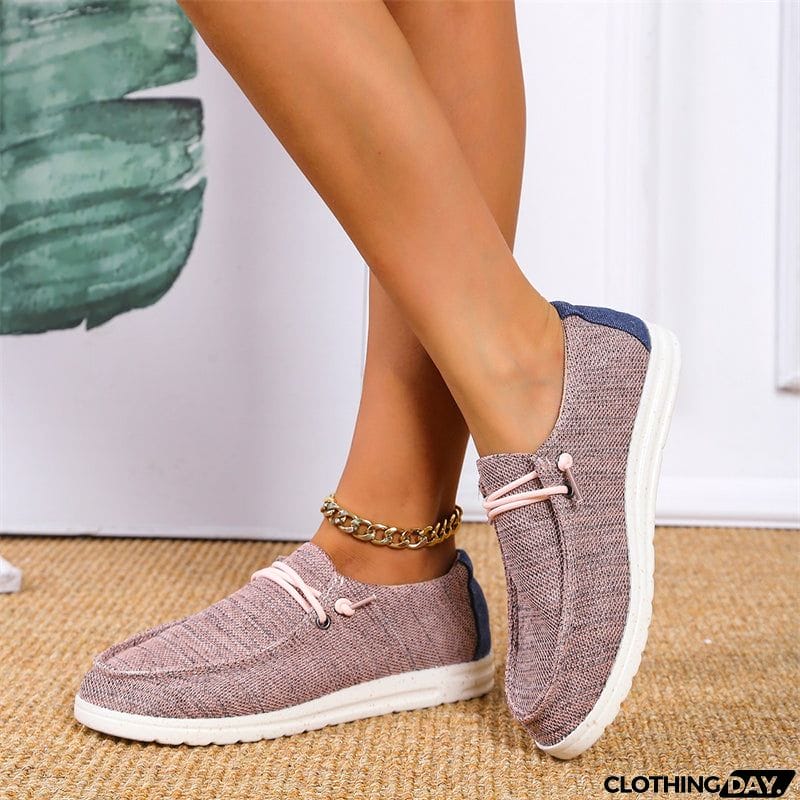 Casual Round Toe Canvas Flat Heel Loafers