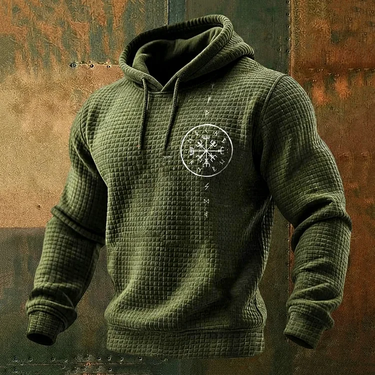 Nordic Viking Casual Long-sleeve Waffle Hoodie