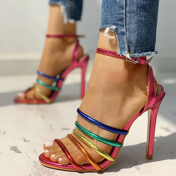 Rainbow strap heels online