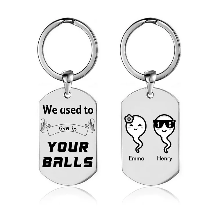 For Father - We Used To Live In Your Balls Custom Keychain