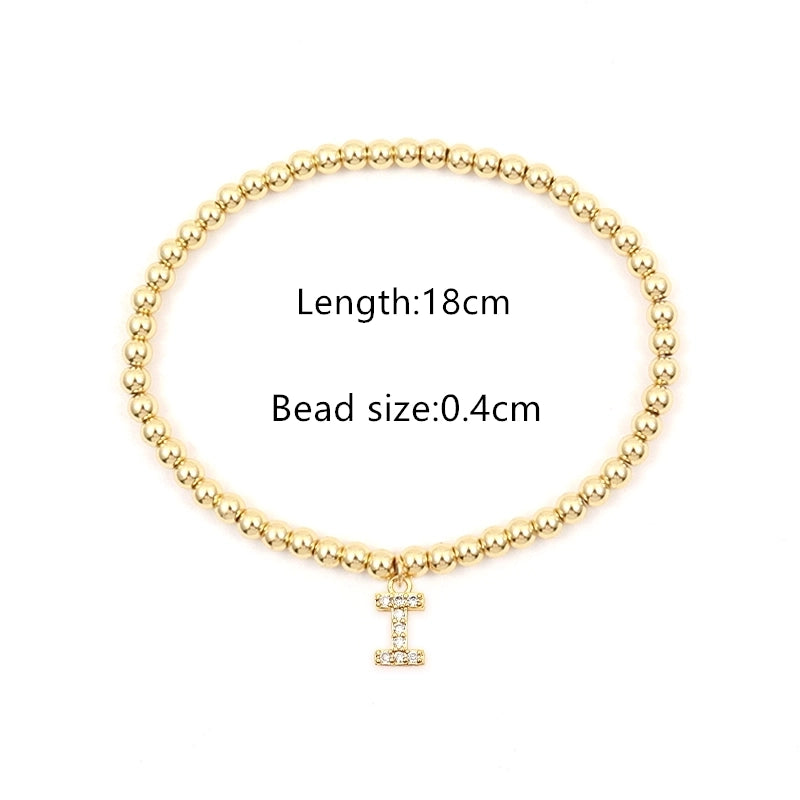 Copper Inlay Letter Zircon Bracelets