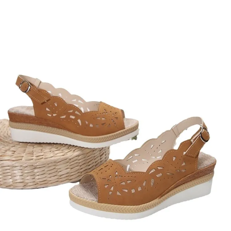 Breakj Breakj New Summer Women's Slope Sandals Large Thick Bottom Slope And Fish Mouth Sandals Belt Buckle