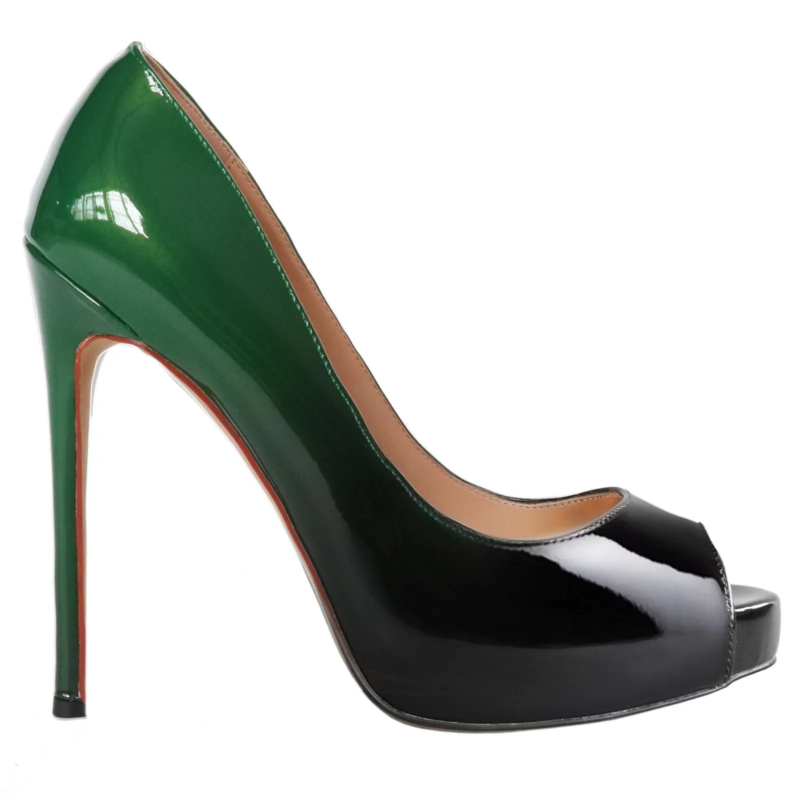120mm Women's Platforms Heels Party Wedding Pumps Gradient Color Green Black-vocosishoes