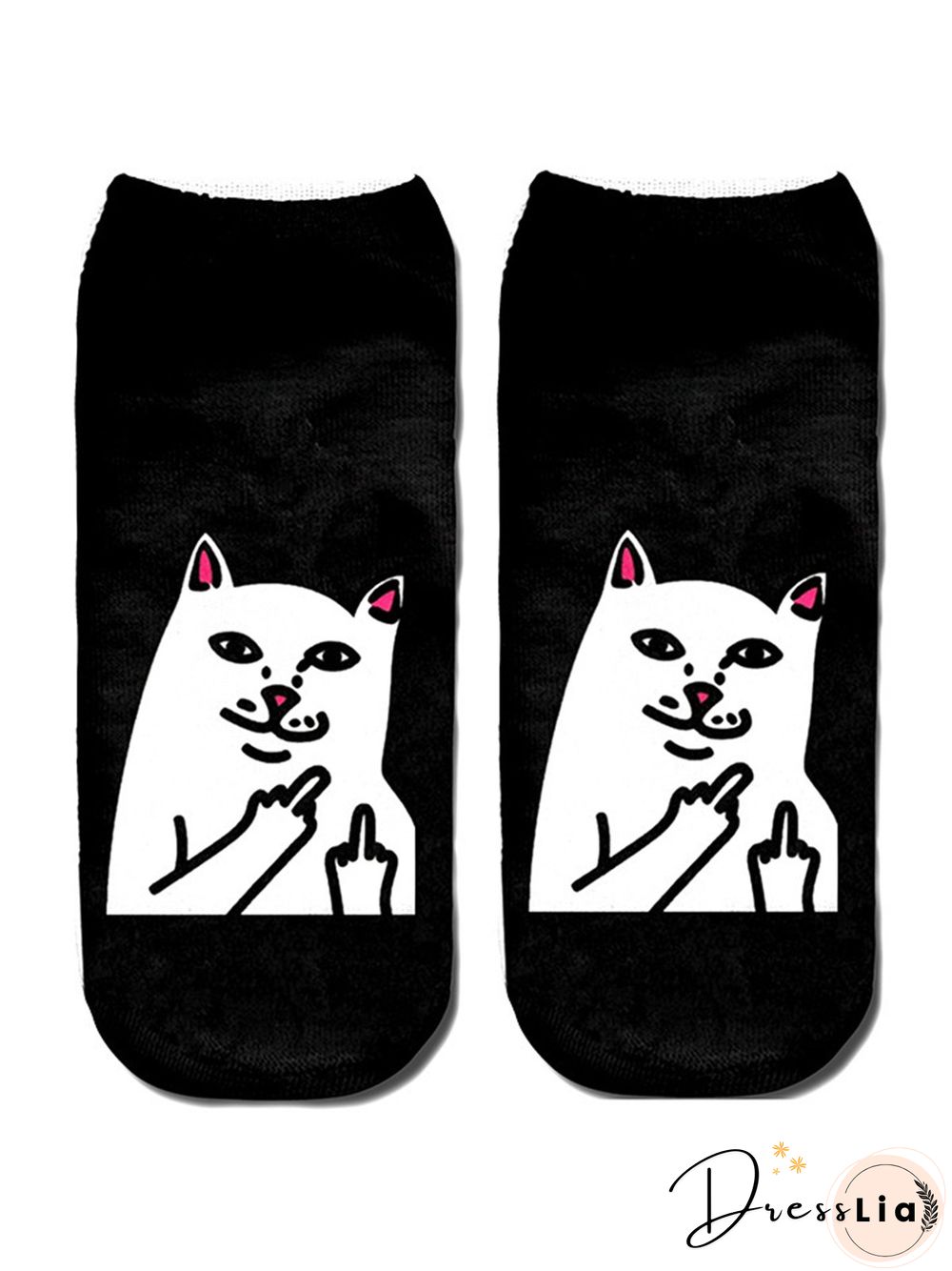 Cat/Alien Print Cotton Knit Socks Breathable/Sweat Absorbent