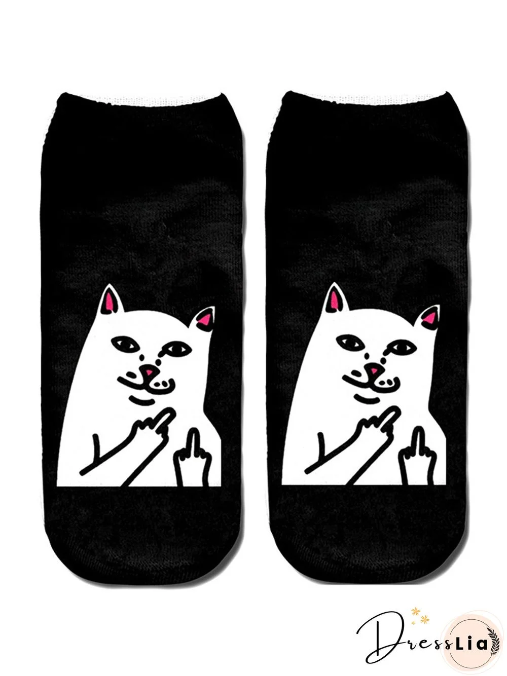 Cat/Alien Print Cotton Knit Socks Breathable/Sweat Absorbent