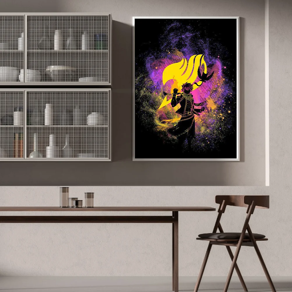 Full Round Diamond Painting 30*40cm - Fairy Tail-Natsu Silhouette