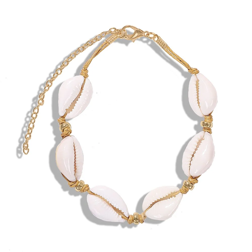 Dvacaman Bohemian Summer Handmade Shell Rope Chain Bracelet for Women Girl Beach Seashell Bracelet Jewelry Party Gifts Wholesale