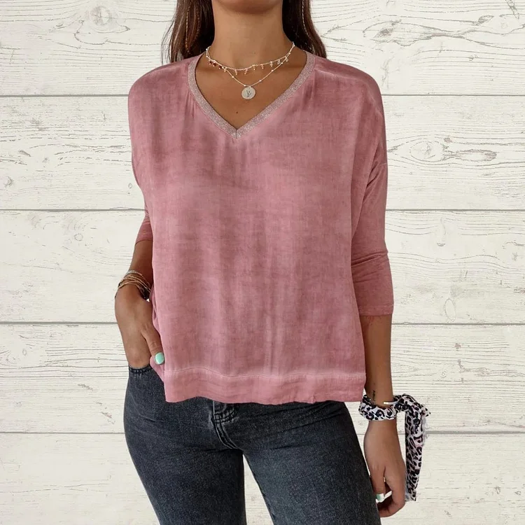 V-neck Mid-sleeve Top