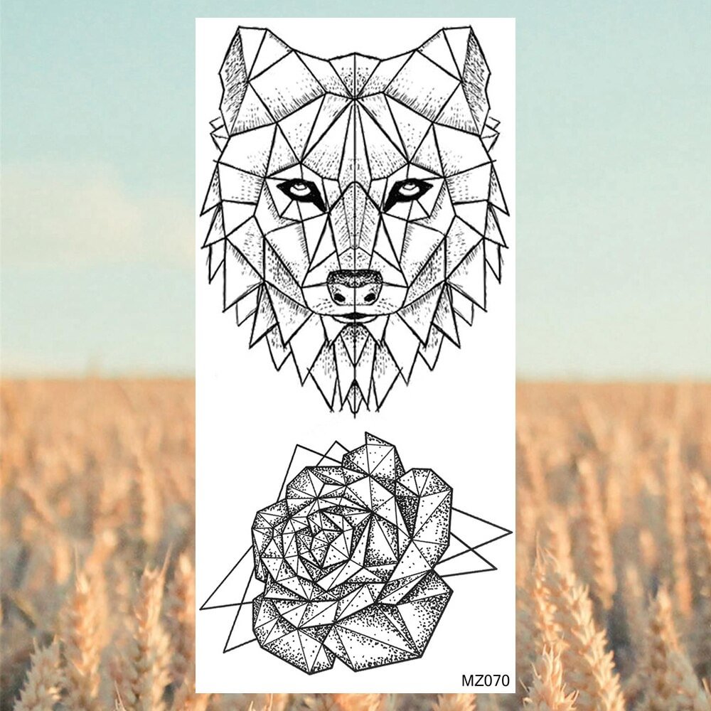 Gingf Realistic Lion Head Temporary Tattoos For Women Adult Men Tiger Fake Tattoo Sticker Body Art Painting Half Sleeve Tatoo Paper