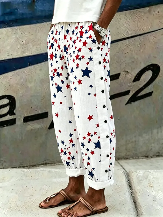 Women's Retro America 250th Anniversary Print Casual Pants 