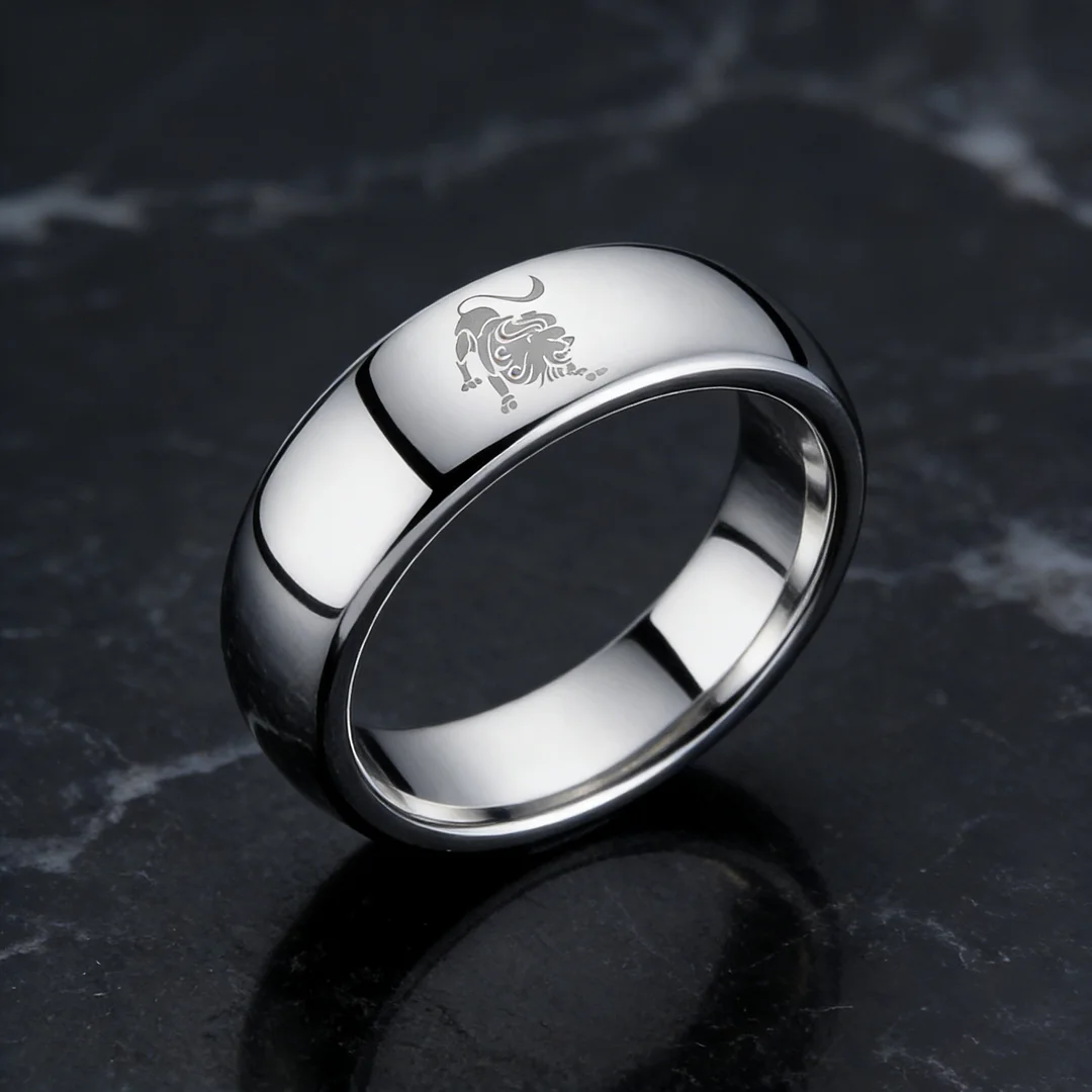 Womens Or Mens Leo Tungsten Carbide Wedding Rings Sliver Domed Top Couples Bands 4MM 6MM 8MM Width