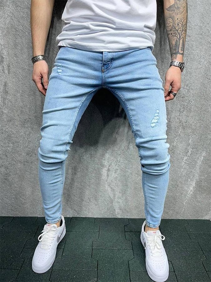 Men Ripped Washed Jeans