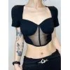 Patchwork Sheer Mesh Crop Top