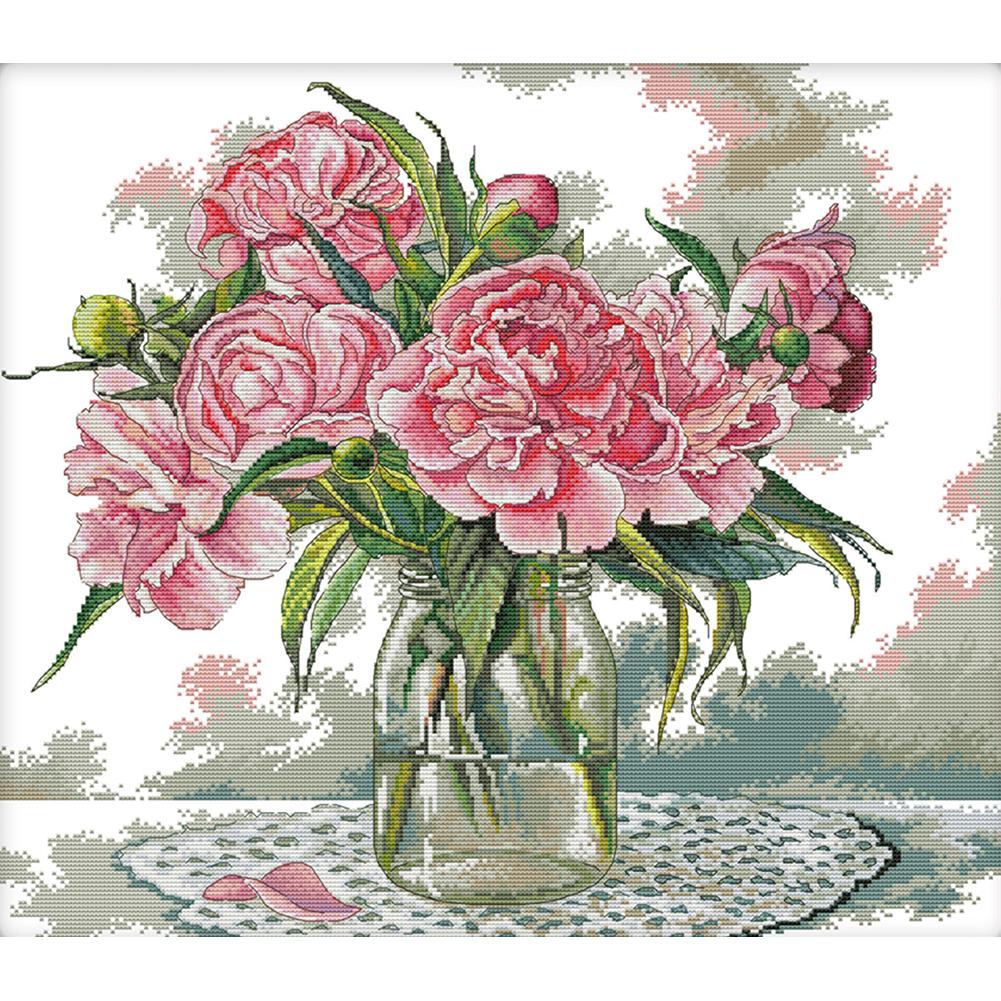 

Peony - 14CT Stamped Cross Stitch - 52*46cm, 501 Original