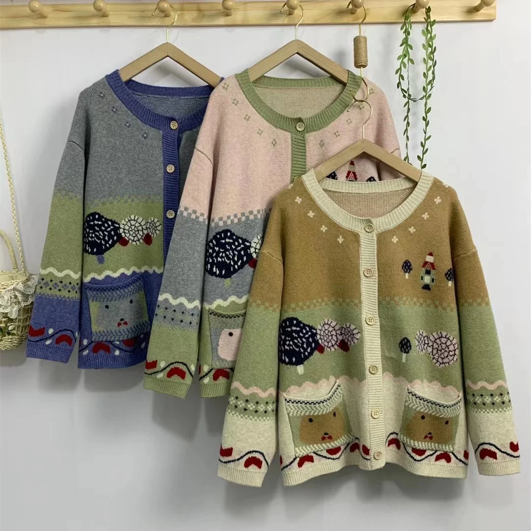 Chicfifth Sweater Women Winter Long Sleeve High Quality Autumn Vintage Top Knitted Cardigan