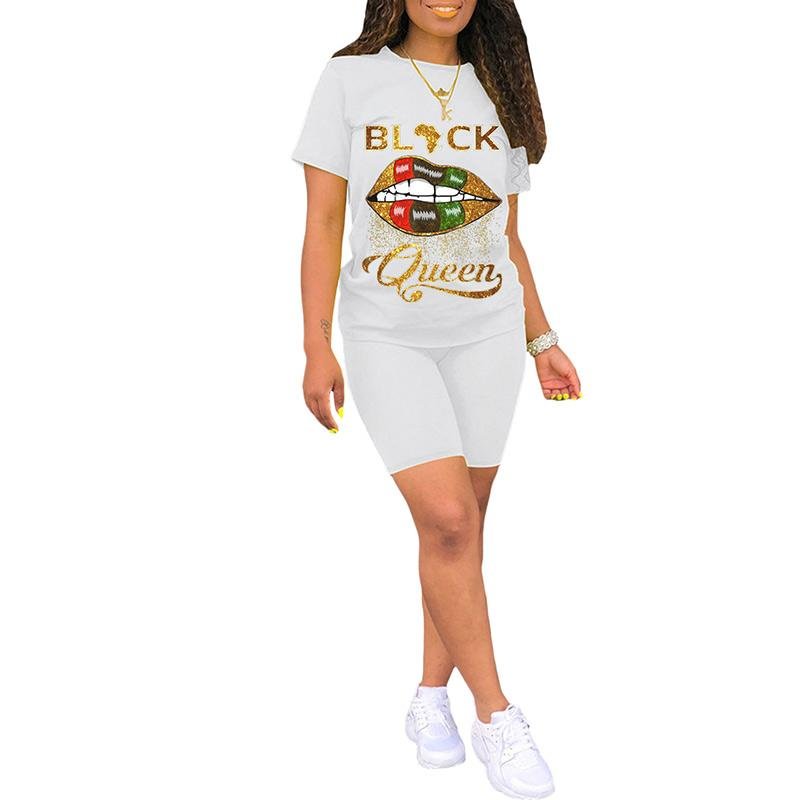 Sexy lips top fashion sports suit