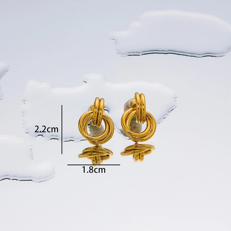 1 Pair Minimalist Geometric Plating Titanium Steel 18K Gold Plated Ear Studs