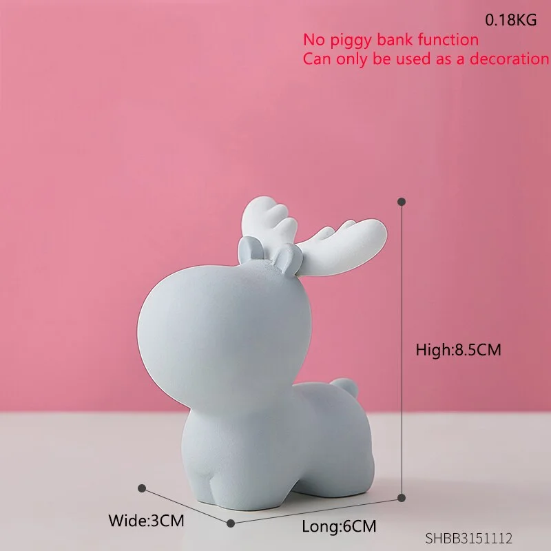 Cartoon Resin Decoration Piggy Bank Elk Animal Model Nordic Home Decoration Desktop Decoration Children's Bedroom Birthday Gifts