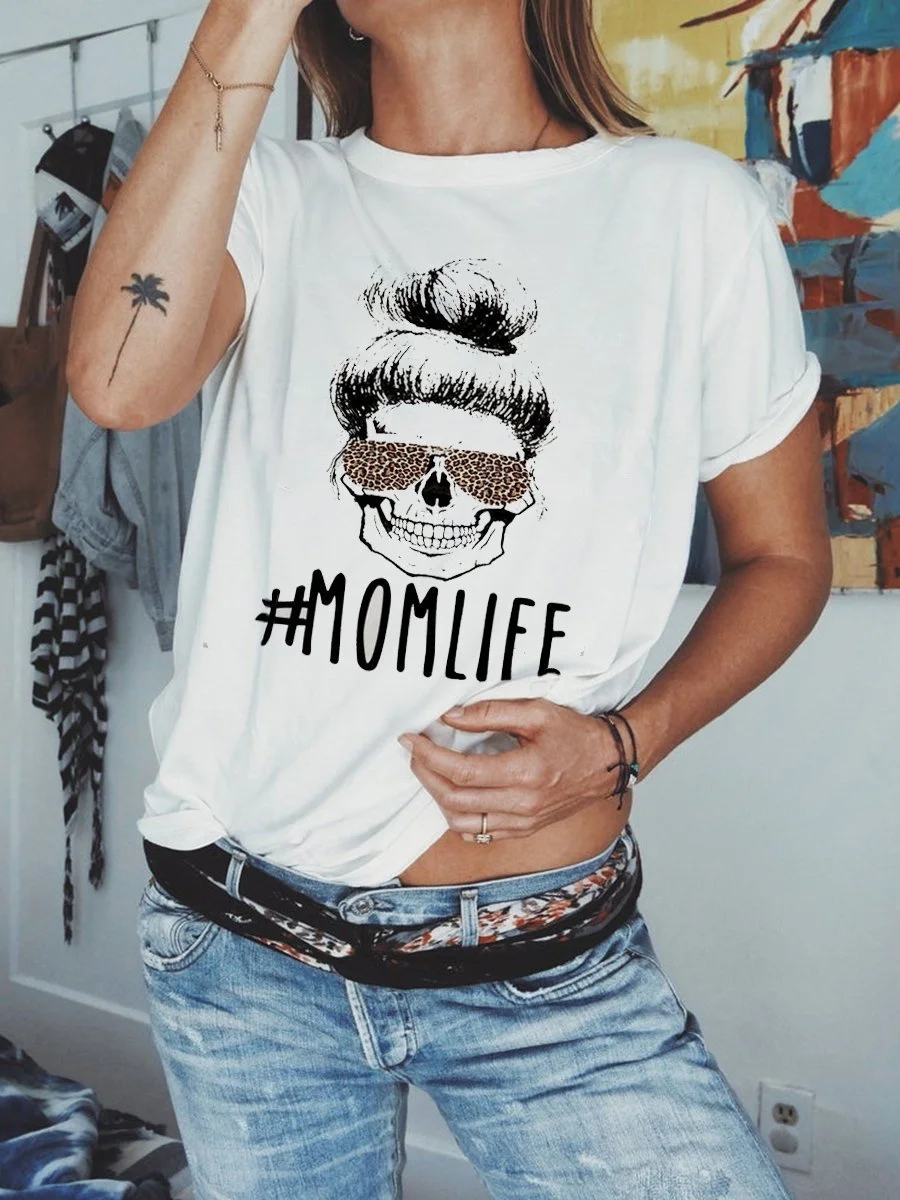 Mom Life Leopard Printed T-Shirt