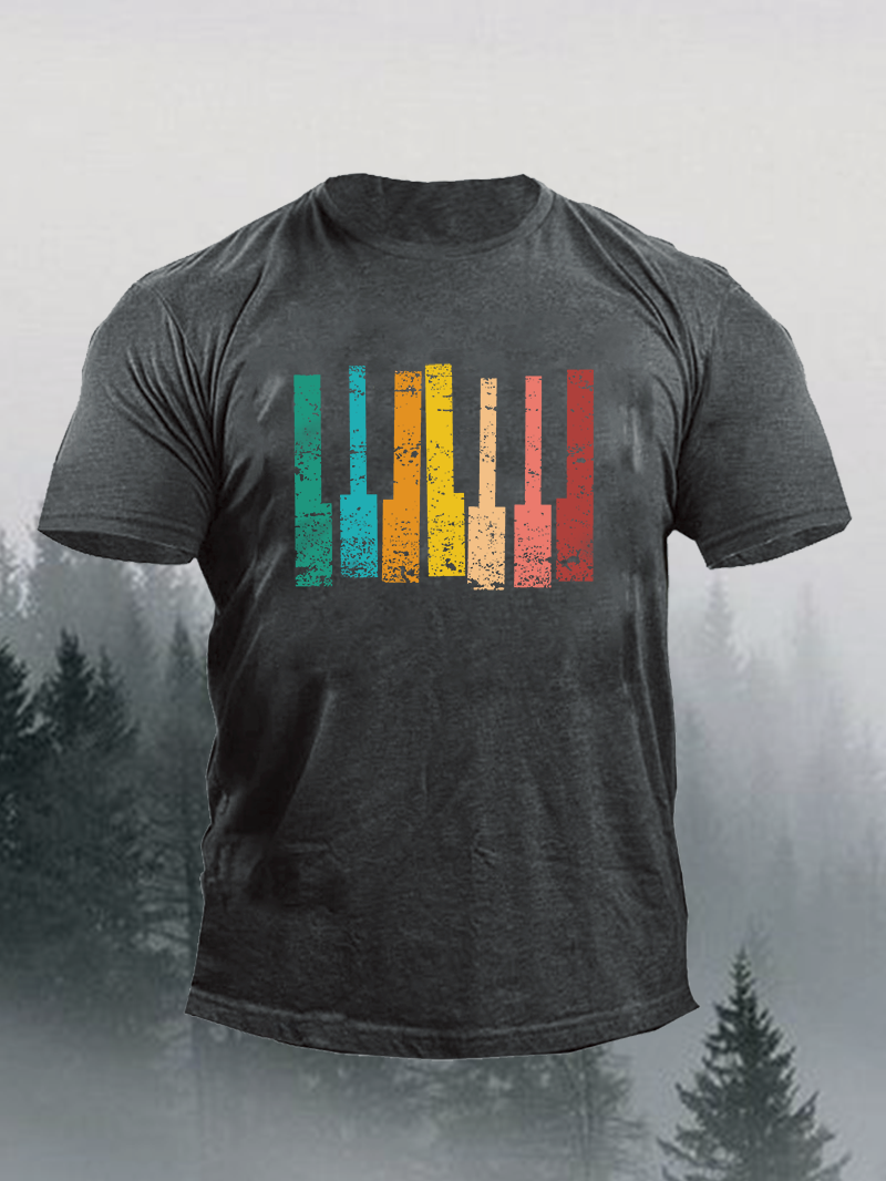 Men's Retro 80-Year Guitar Music Short-Sleeved Shirt