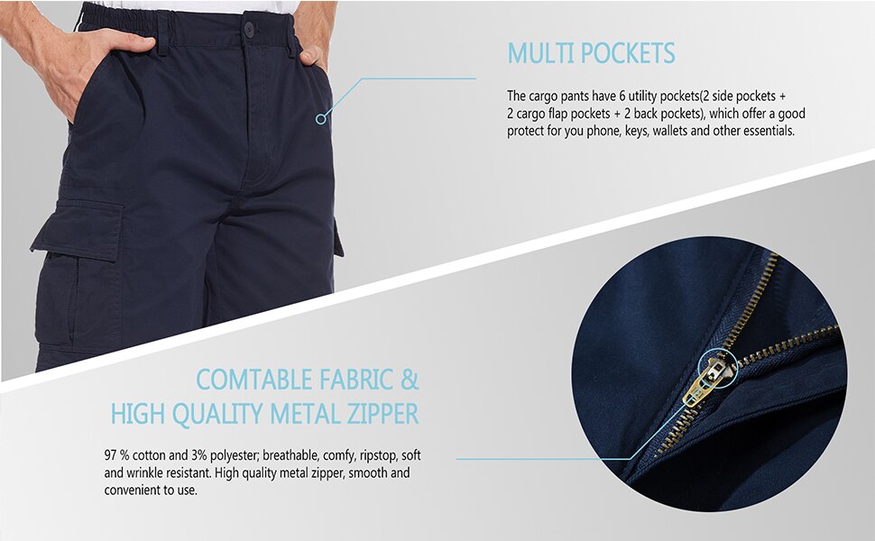 Men's Cotton Summer Lightweight Soft Casual Twill Elastic Baggy Multi-Pockets Ripstop Cargo Work Shorts