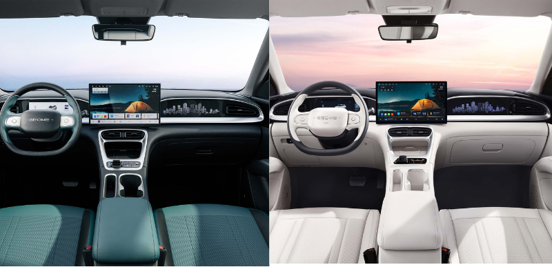 Geely Xingyuan's Two interior color schemes—Sky White and Forest Green