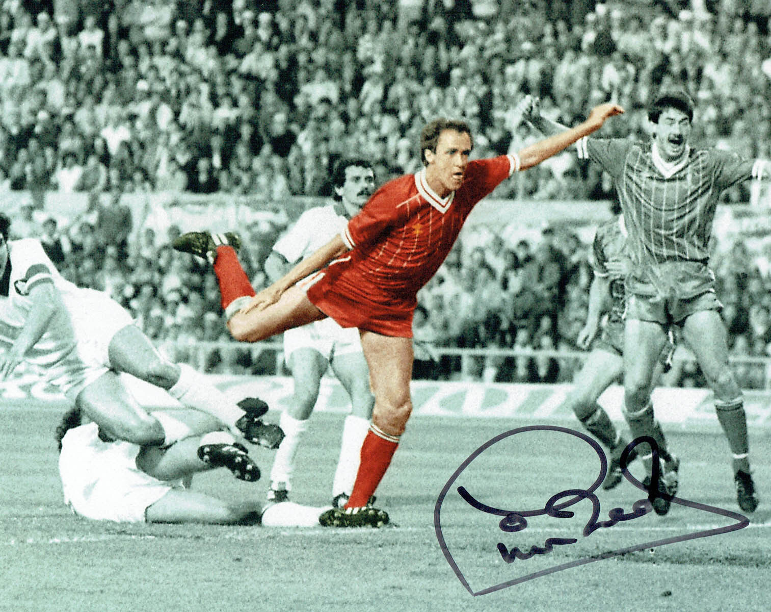 Phil NEAL Signed Autograph Liverpool 10x8 Colourised Photo Poster painting A AFTAL COA Anfield