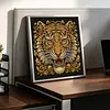 Ornate Golden Tiger Face Special Shaped 5D DIY Partial Drill Diamond Painting Kits for Adults Beginners Home Decor Diamonds Dots Gem Art Kits 11.81 X11.81inch