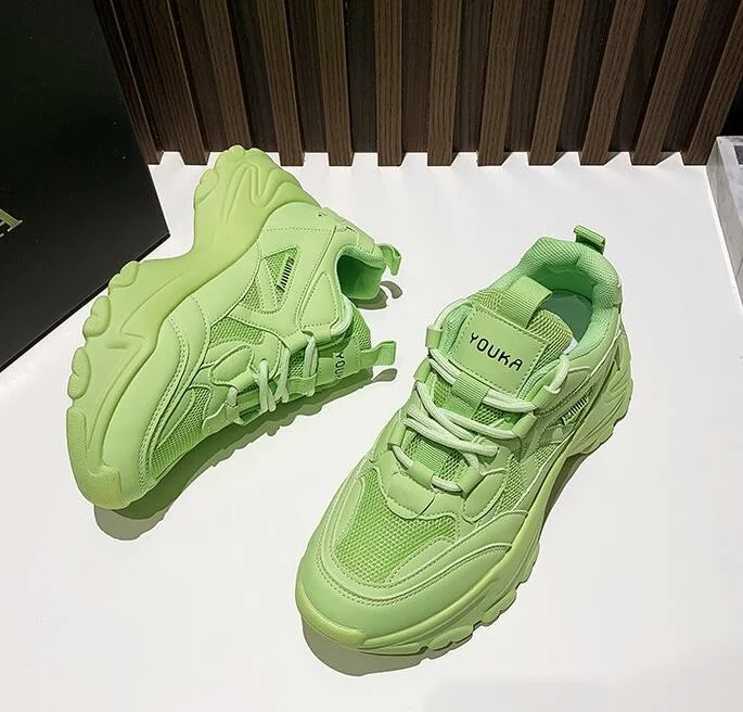 New Black Dad Chunky Sneakers Casual Vulcanized Shoes Woman High Platform Sneakers Lace Up White Sneakers Women 2022