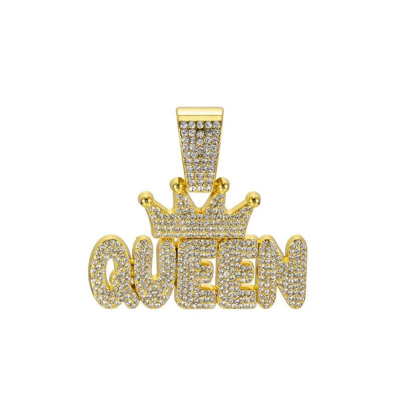 Hip-Hop Letter Crown Zinc Alloy Inlay Rhinestones Unisex Pendant Necklace