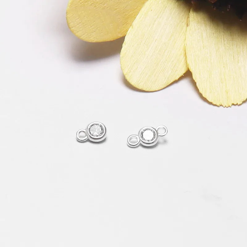 1 Piece 5.6*3.8mm 7.4*3.8mm 925 Sterling Silver Zircon Geometric Pendant