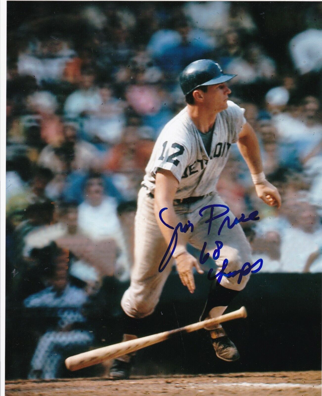 JIM PRICE DETROIT TIGERS 1968 CHAMPS ACTION SIGNED 8x10