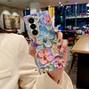 Oil painting flowers blue light rhinestones for Samsung Z Fold mobile phone case