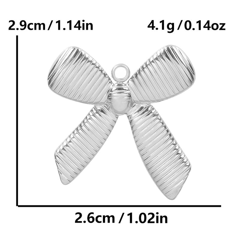 5 Pieces 28*20mm 28*42mm 33*29mm 304 Stainless Steel 18K Gold Plated Bow Knot Polished Pendant
