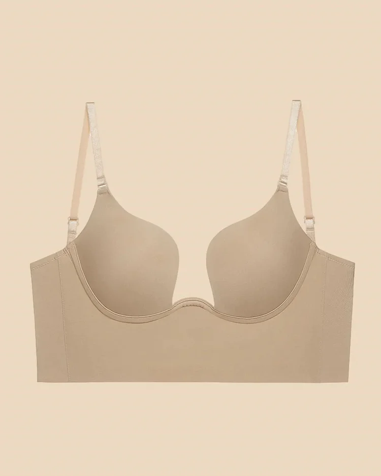 Liftup Low Back Plunge Bra Cleavage-Boosting Light Padding Bra Underwear