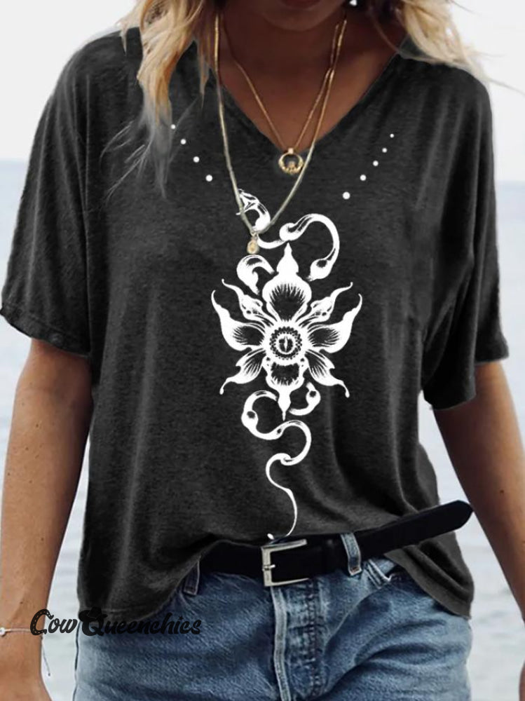 Women&rsquo;s V-Neck Casual T-Shirt Black / S