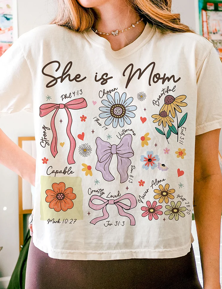 She Is Mom Coquette Christian Mama T-Shirt