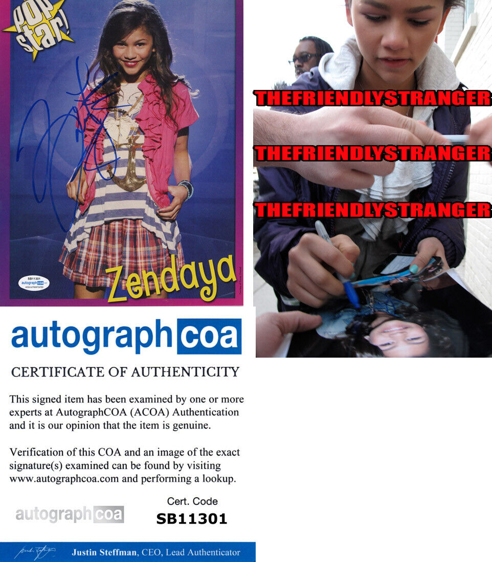 Rare ZENDAYA signed 8X10 MAGAZINE PAGE - PROOF - Full Signature ACOA COA