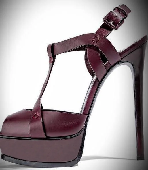 T Strap Sandals in Purplish Red by Custom Made Vdcoo