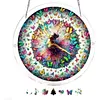 (18.5cm)DIY Acrylic Jigsaw Puzzle Window Hanging with Hanging Chain DIY Stained Glass Decoration Round Window Puzzle Decor for DIY Craft Project (Butterfly Beauty)