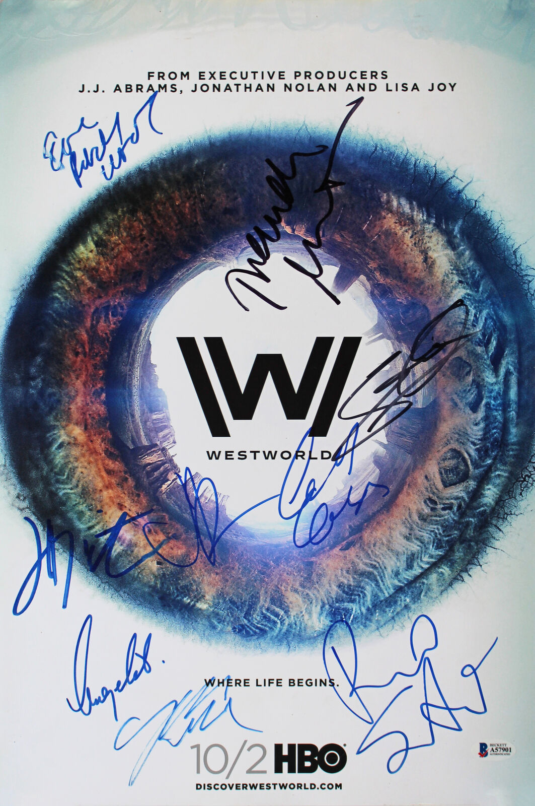 Westworld (8) Wood, Newton, Wright, Abrams +4 Signed 12x18 Photo Poster painting BAS #A57901