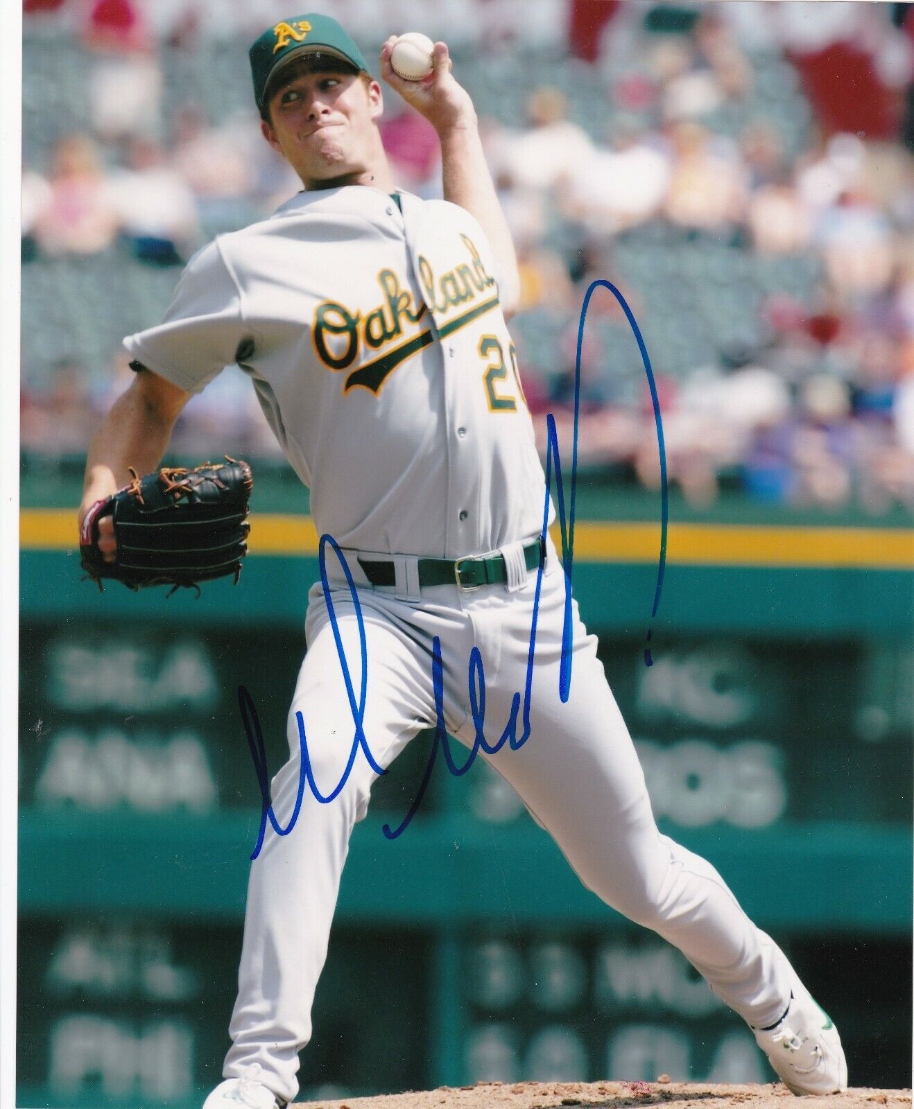 MARK MULDER OAKLAND A'S ACTION SIGNED 8x10